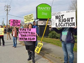 Maple Ridge rally against provincial government plans to create a homeless shelter at the Quality Inn.