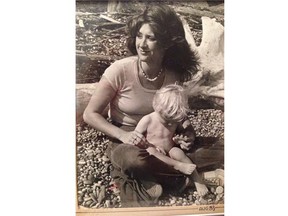 August 1983: Mom Margie with Myles at the beach.