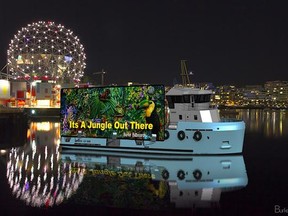 The city of Vancouver is looking into a huge electronic billboard on a boat that’s making the rounds of False Creek.