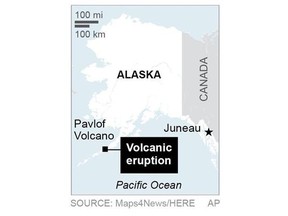 A remote and active volcano on Alaska's Aleutian Islands erupted, sending ash 20,000 feet into the air, scientists said.