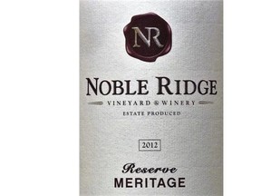 Noble Ridge Reserve Meritage 2012, Okanagan Falls, Okanagan Valley, $30.