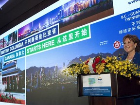 File: BC Premier Christy Clark was on a trade mission to Beijing, Guangzhou, Shenzen and Hong Kong.