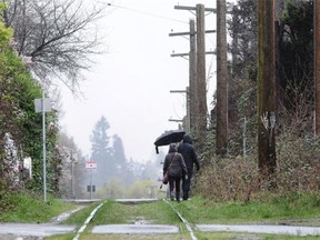 Pedestrians along the Arbutus Corridor. The City of Vancouver has agreed to pay CP Rail $55 million for the strip of land from Milton Street near the Fraser River to 1st Avenue near False Creek.