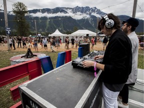 DJs perform to a small crowd at the Pemberton Music Festival on Friday, July 15, 2016.