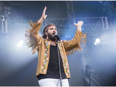 Canadian musician Coleman Hell performing on the Pemberton Stage at the Pemberton Music Festival.