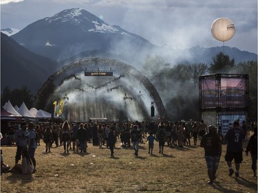 Crowds gathering for Baauer's performance on the Bass Camp Stage at the Pemberton Music Festival.