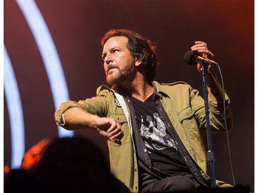 Lead singer Eddie Vedder of Pearl Jam closes at the Pemberton Music Festival.