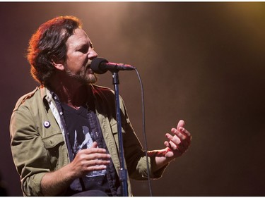 Lead singer Eddie Vedder of Pearl Jam closes at the Pemberton Music Festival.