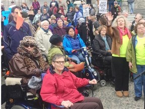 Protesters at the legislature in Victoria last week called the government mean and shameful for introducing a fee for a bus pass that has been free.