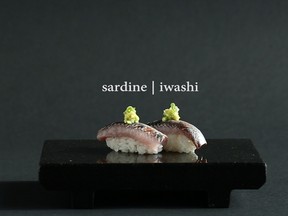 Masayoshi's creation includes the sardine, iwashi nigiri.