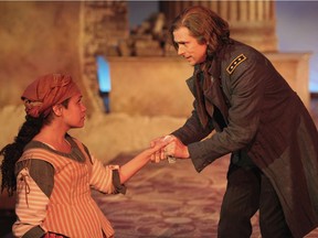 Sereana Malani and Jeff Gladstone star in Bard on the Beach's Othello, which runs until Sept. 17. Photo courtesy of David Blue.