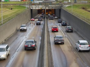 Traffic flows through the George Massey Tunnel in Richmond.