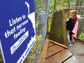 New signs that aim to attract the attention of would-be cliff jumpers by using eye-catching messages and phrases that appeal to young people have been installed at Lynn Canyon this summer.