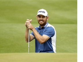 Louis Oosthuizen watches his shot to the 14th green during the Match Play semifinal against Rafa Cabrera Bello on Sunday.