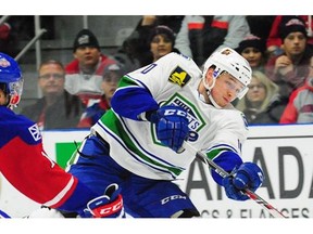 Brendan Gaunce in action with the AHL's Utica Comets.