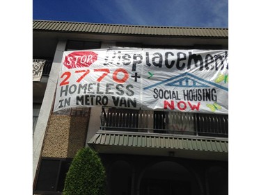 The Stop Demovictions Burnaby Campaign occupied a recently demovicted apartment building at 5025 Imperial on Saturday, July 9, 2016.