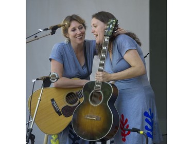 Grooving to it all-- Thousands took part in the 39th annual Vancouver Folk Festival in Jericho Beach Park in Vancouver on July 17, 2016.  Musicians from around the world performed at the dynamic and colourful festival.  Here the Wainwright Sisters perform on stage.