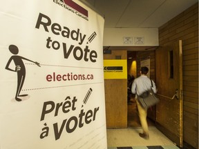 VANCOUVER, BC - OCTOBER 5, 2015, - Students vote in the at this pop-up voting station, set up by Elections Canada, at UBC in Vancouver, BC. October 5, 2015.  (Arlen Redekop / PNG photo) (story by Kevin Griffin) [PNG Merlin Archive]