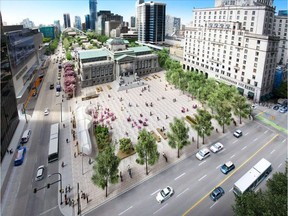 Vancouver city councillors have green-lighted a $5.7-million contract for a construction company to overhaul the Vancouver Art Gallery's north plaza. The work is set to start this month and end by February. The biggest changes will be the losses of the bark mulch fields and the large fountain. The water feature no longer works and the province intends to put it into storage. Handout photo [PNG Merlin Archive]