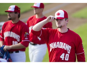 VANCOUVER July 01 2016.   Vancouver Canadians  #40 Jackson McClelland walks to the bullpen as the Vancouver Canadians prepare to play the Spokane Indians in short season " A " baseball at Nat Bailey Stadium Vancouver, July 01 2016. ( Gerry Kahrmann  /  PNG staff photo)  ( For Prov  Sun Sports )  Story by Steve Ewen  00044006A [PNG Merlin Archive]