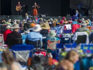 Martin and Eliza Carthy perform on the main stage at the 39th annual Folk Music Festival at Jericho Beach,  Vancouver, July 16 2016.