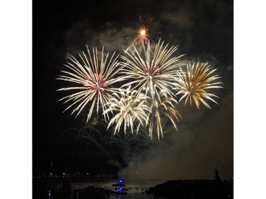 The fireworks display from Team USA Disney at the Honda Celebration of Light in English Bay, Vancouver, July 30 2016.