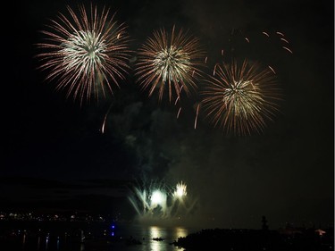 The fireworks display from Team USA Disney at the Honda Celebration of Light in English Bay, Vancouver, July 30 2016.