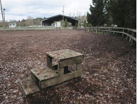 The Southlands Riding Club, where the barns are are under lockdown after a rescue horse brought in developed strangles, in Vancouver, BC., March 14, 2016.