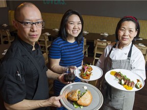 Executive Chef Phong Vo with Victoria Do and her mother Yen at House Special Vietnamese restaurant in Vancouver.