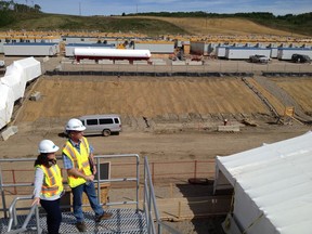 View of an ATCO camp to house workers building accommodation for Site C dam workers on the Peace River. Photos at or near the Site C project area on the Peace River near For St. John.