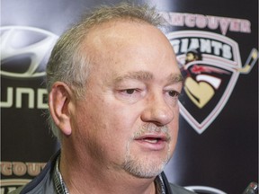 Vancouver Giants majority owner Ron Toigo speaks to the media at the Langley Events Centre in Langley, B.C. Tuesday May 3, 2016.