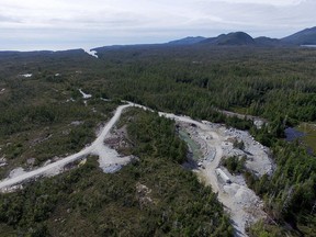 Aerial view of the Yellow Giant Mine. A total of 18 charges were laid against owner Banks Island Gold, its ex-president and a geologist for failure to report a pollution spill and repeatedly failing to comply with environmental permits at the mine. Banks Island filed for bankruptcy early this year.