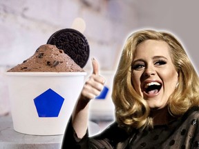 Adele gives the thumbs-up to ice cream made with liquid nitrogen at Mister in Yaletown.
