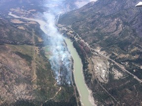 Aerial view of the South Spencer Road wildfire, two kilometres south of Lytton, B.C., on Wednesday, Aug. 31, 2016.