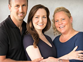 Janet Keall (middle) with her two half-siblings, Kevin, and Kathie Rennie.