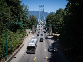 A partial lane closure on the Stanley Park Causeway is expected to be lifted in time for Monday morning's rush hour traffic.