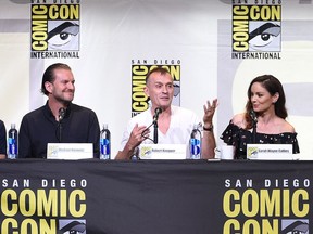 (L-R) Executive producers Vaun Wilmott, Michael Horowitz, actors Robert Knepper, Sarah Wayne Callies, Dominic Purcell and Wentworth Miller attend the Fox Action Showcase: "Prison Break" And "24: Legacy" during Comic-Con International 2016 at San Diego Convention Center on July 24, 2016 in San Diego, California.