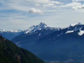 Members of several British Columbia search and rescue teams are scouring the rugged Cheam mountain range in the eastern Fraser Valley, hoping to spot any sign of a missing hiker. Some of the peaks south of Mt. Cheam are shown here.