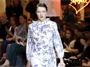 A model presents creations for Vetements during the 2016-2017 fall/winter collection fashion show on July 3, 2016 in Paris.