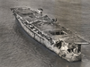 The former aircraft carrier USS Independence, showing damage after being subjected to two atomic bomb blasts at Bikini Atoll in 1946.