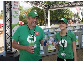 Michael Leland (left) and Gabby Korcheva of The Binners' Project are at a PNE information booth to explain binners' recycling skills and their role in keeping streets clean. ‘We're helping people in Vancouver meet zero-waste goals and it's an opportunity to educate the public about who is in your alley,’ says Leland.