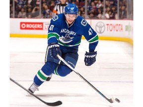 Willie Desjardins is giving struggling Sven Baertschi a chance to play with Hank and Danny Sedin tonight.