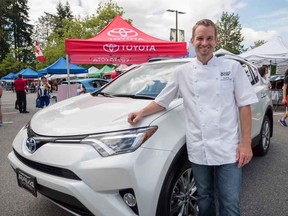 Executive Chef Ned Bell and the 2016 Toyota RAV 4 Hybrid.