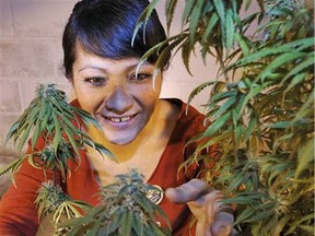 Tamara Cartwright-Poulits in 2011 in her Alberta home, where she grew her own medical marijuana for personal use. Cartwright-Poulits hailed the new rules as a 'huge win'.
