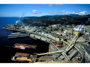 A handout photo of Catalyst Paper's pulp mill in Powell River, where a power-generation boiler produces wood-waste ash.