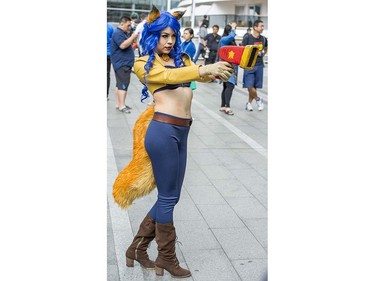 Kristicles cosplays Carmelita Fox from the video game Sly Cooper at Anime Revolution, a three-day convention of  activities, exhibits, panels and performances of the popular Japanese-born anime art form in Vancouver Sunday August 7, 2016.