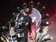 Foo Fighters Dave Grohl in concert at Rogers Arena in Vancouver, B.C., on September 11, 2015.