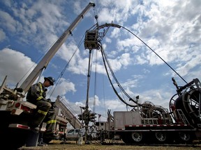 A fracking operation near Rosebud, Alberta.