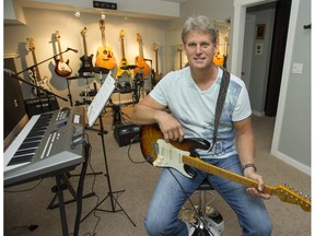 Surrey, BC: AUGUST 03, 2016 -- Former NHL player Gary Nylund in his home studio in Surrey, BC Wednesday, August 3, 2016. In the 1980's, while playing for the Chicago Blackhawks, Nylund was in a band called The Chicago 6 with other professional sports figures from Chicago including the NFL's Walter Payton.