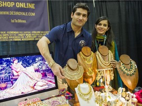 Dal Dhanoa, left, and his wife Roopkamal Dhanoa, operate Desi Royale, an online business that provides fashions and accessories for Indian weddings.